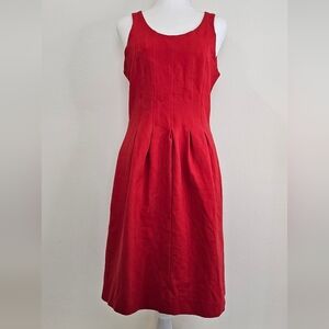 J. CREW Women's Pleated Flare Dress, Red Size 8
